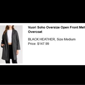 Vuori Gray Open Front Cape Coat